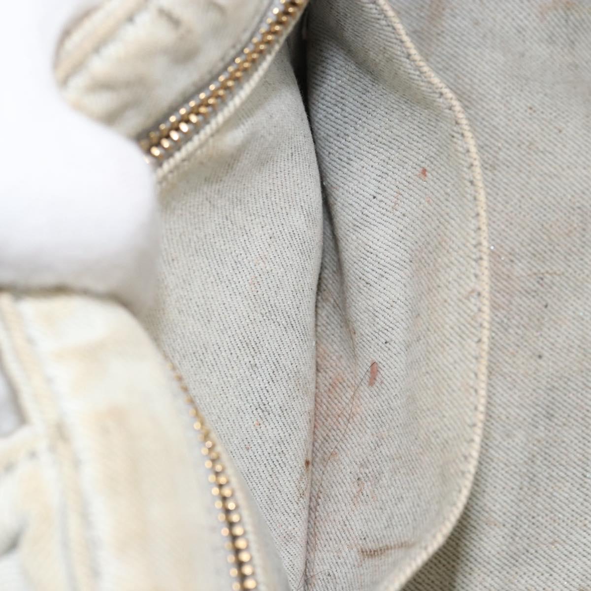 PRADA Canapa PM Hand Bag Canvas Gray Gold Auth 153175