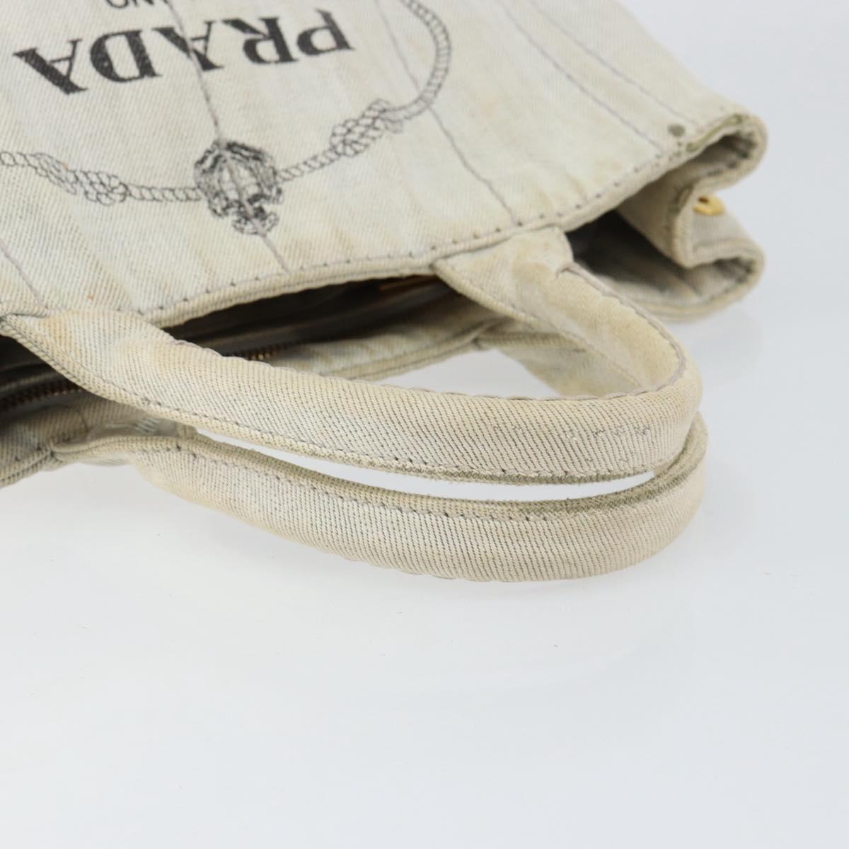 PRADA Canapa PM Hand Bag Canvas Gray Gold Auth 153175