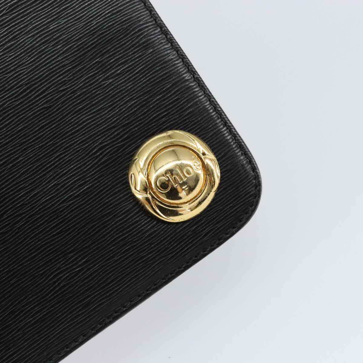 Chloe Chain Shoulder Bag Leather Black Gold Auth 153176