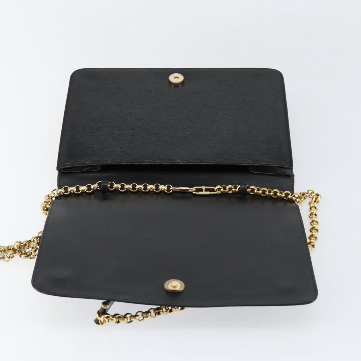 Chloe Chain Shoulder Bag Leather Black Gold Auth 153176