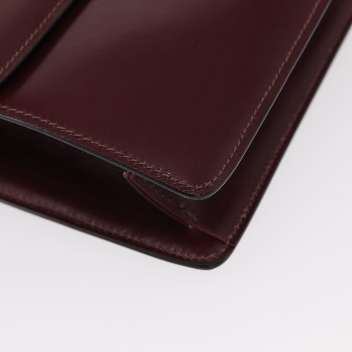 CELINE Shoulder Bag Leather Bordeaux Gold Auth 153178