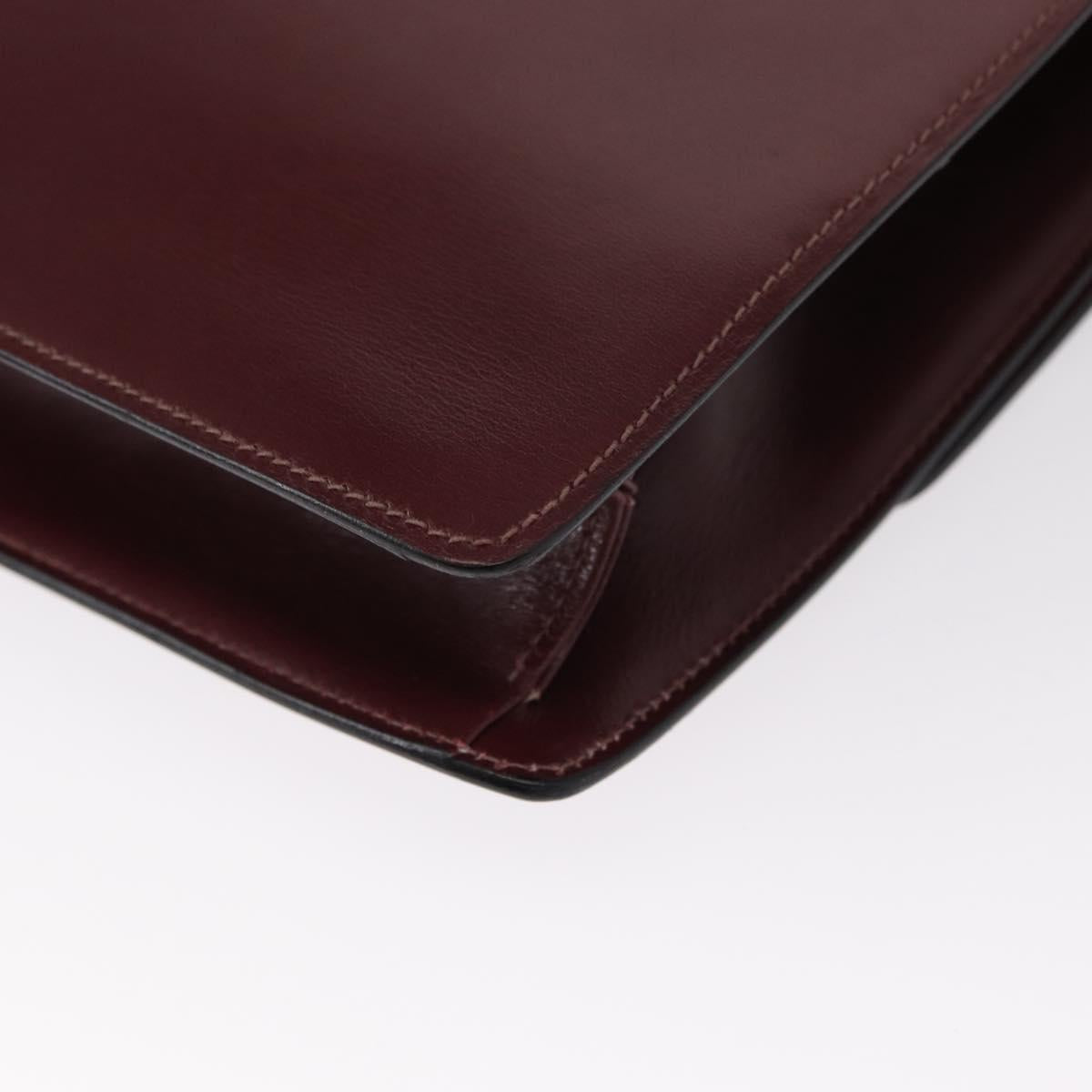 CELINE Shoulder Bag Leather Bordeaux Gold Auth 153178