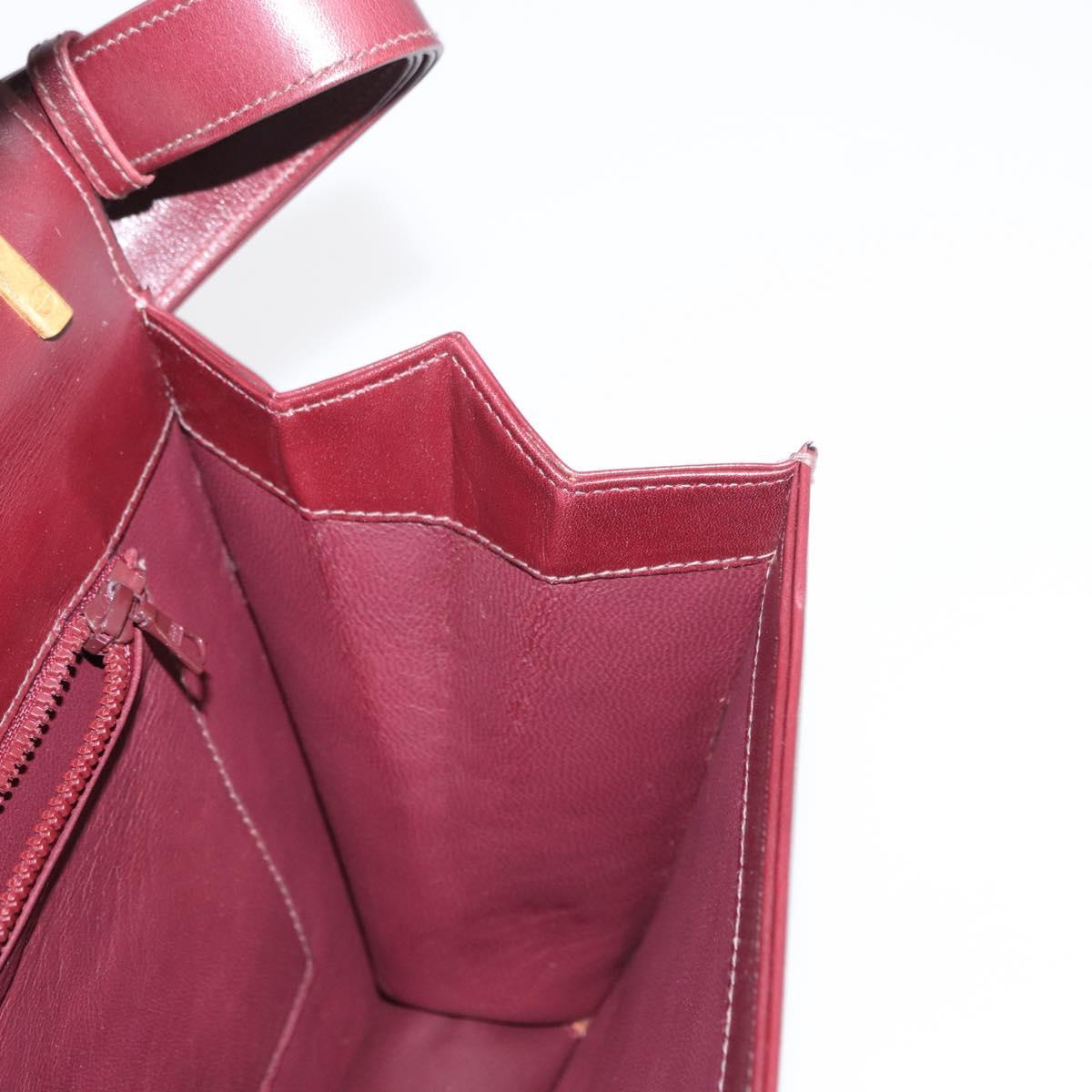 CELINE Shoulder Bag Leather Bordeaux Gold Auth 153178