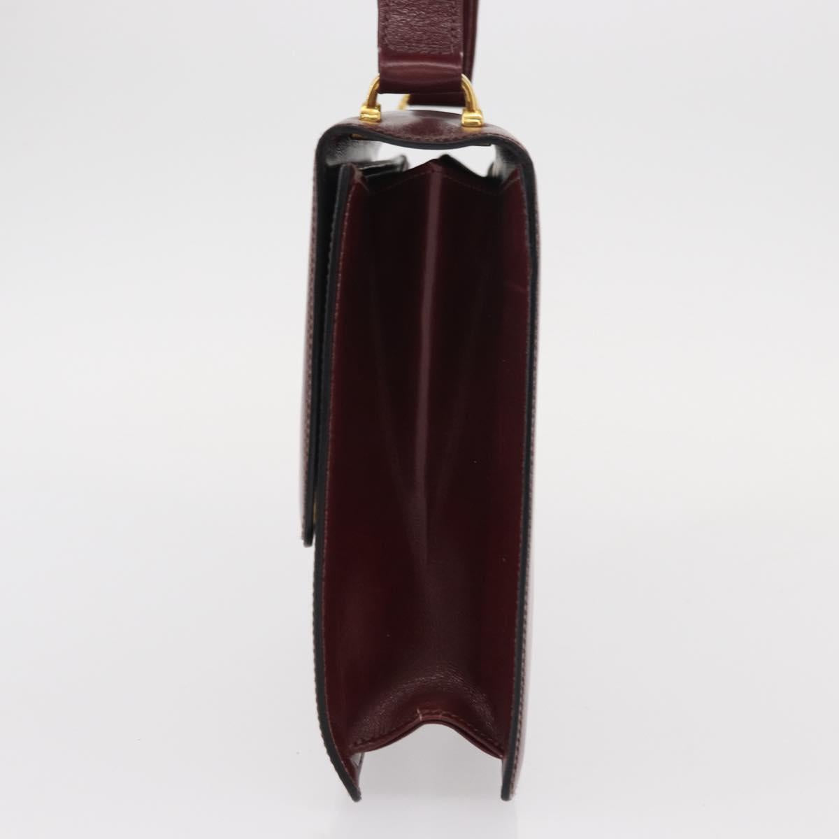 CELINE Shoulder Bag Leather Bordeaux Gold Auth 153178