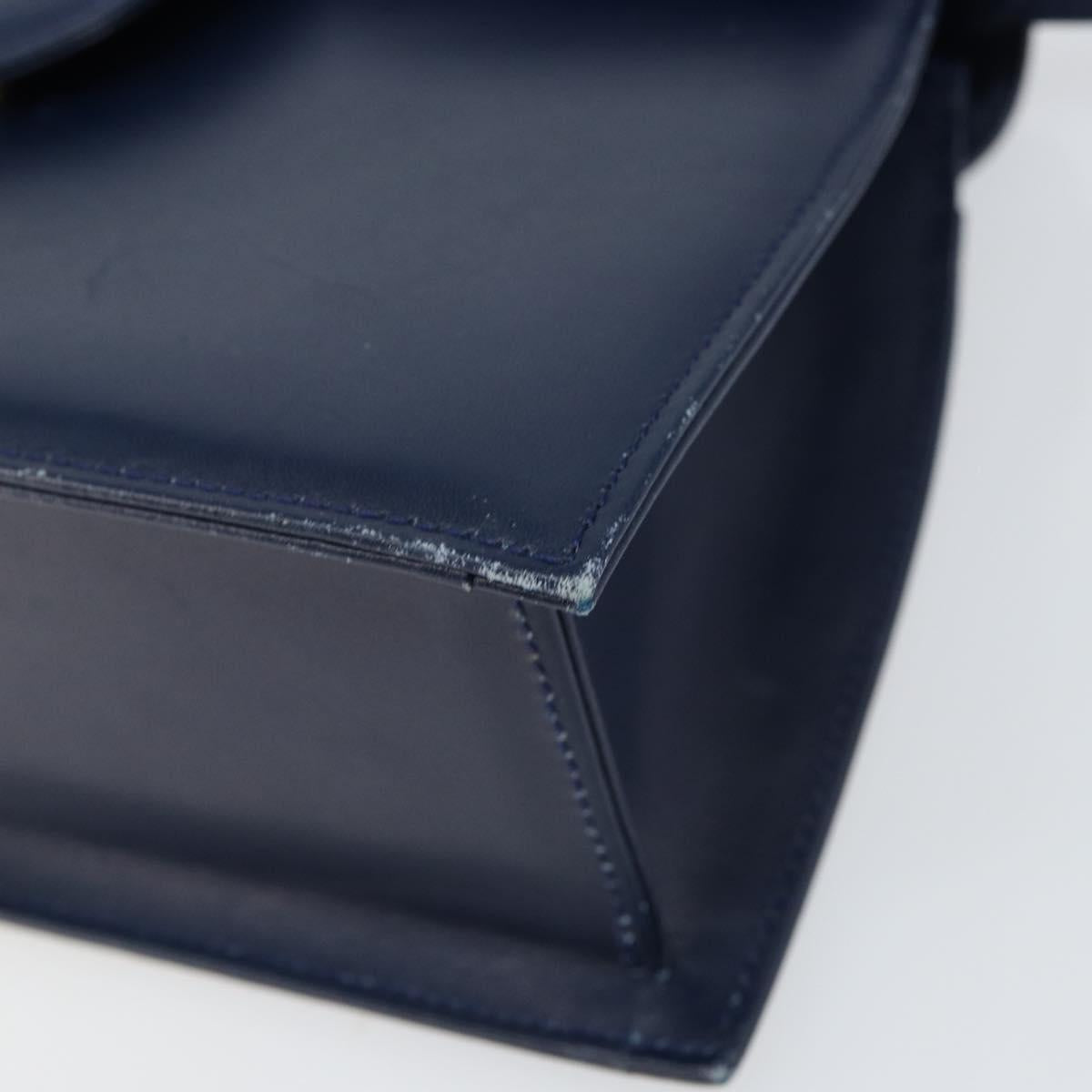 GIVENCHY Hand Bag Leather 2way Blue Gold Auth 153179