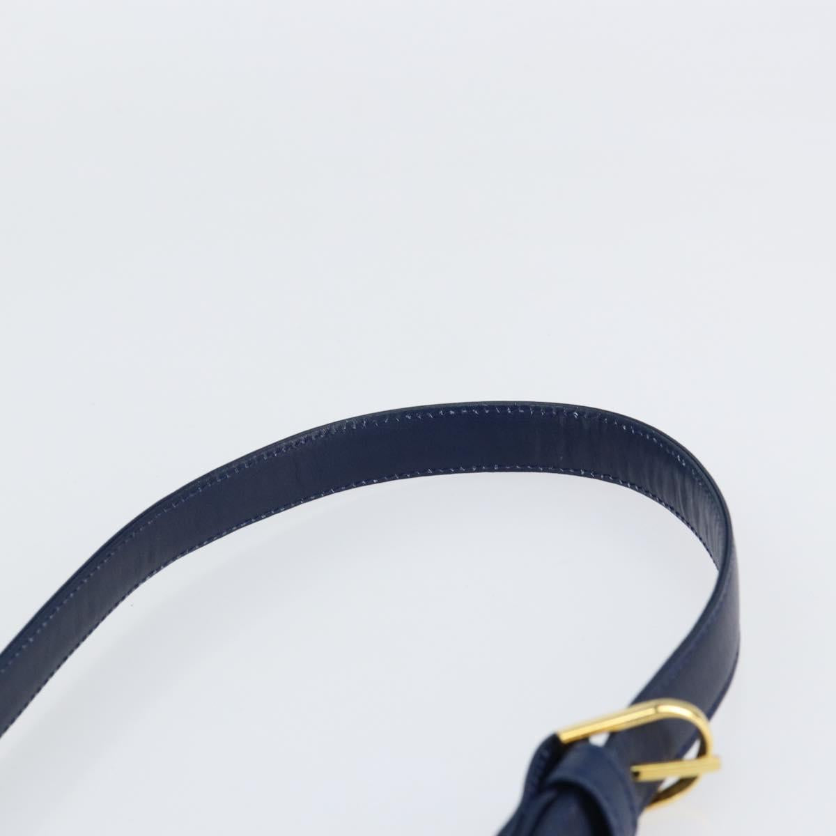 GIVENCHY Hand Bag Leather 2way Blue Gold Auth 153179