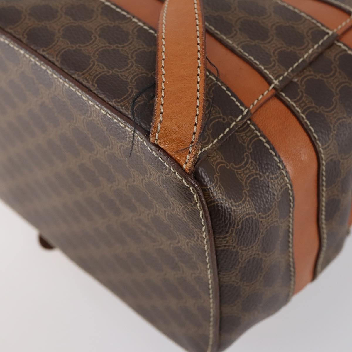 CELINE Macadam Canvas Backpack PVC Leather Brown Gold Auth 153182V
