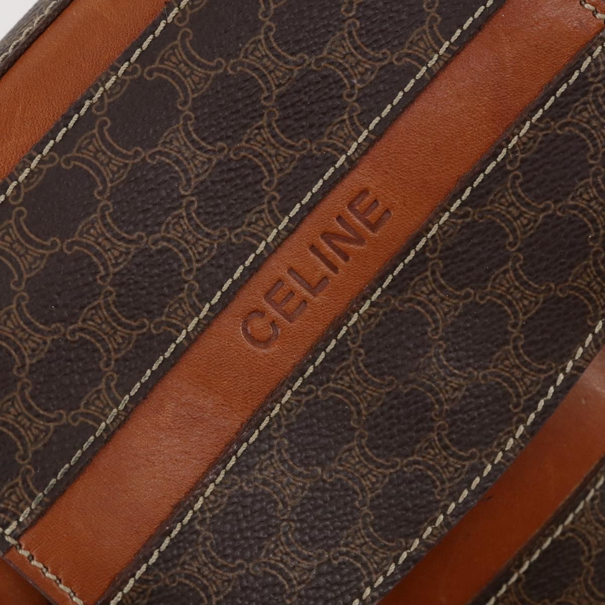 CELINE Macadam Canvas Backpack PVC Leather Brown Gold Auth 153182V