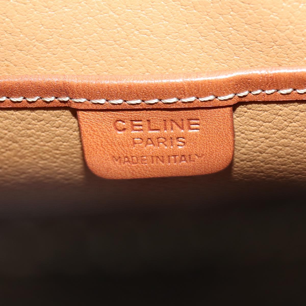 CELINE Macadam Canvas Backpack PVC Leather Brown Gold Auth 153182V