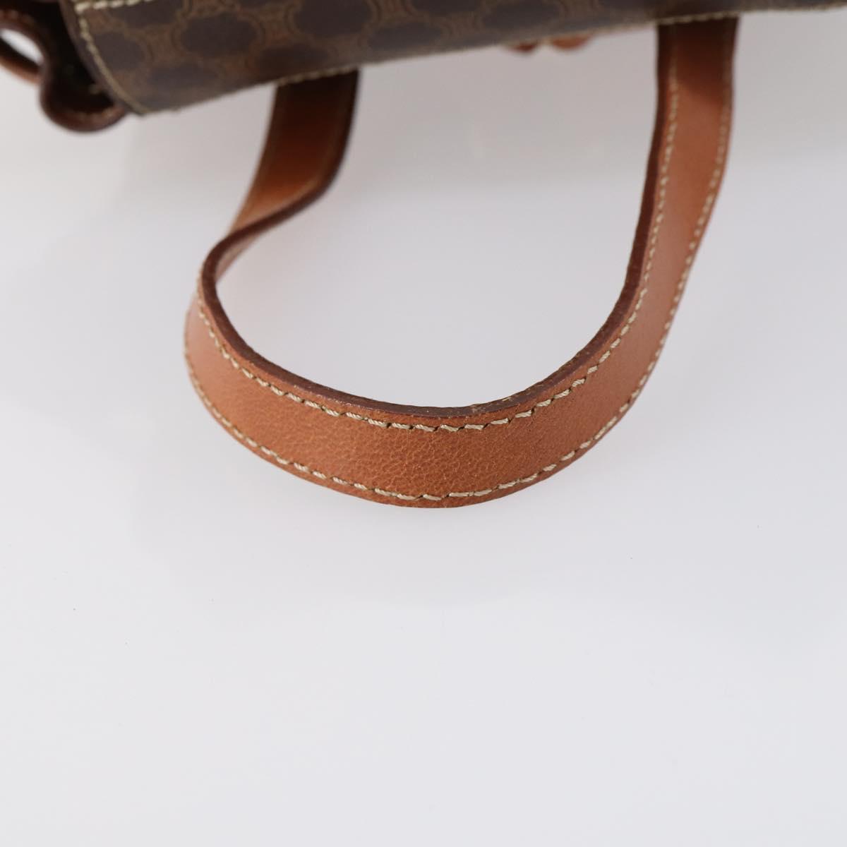 CELINE Macadam Canvas Backpack PVC Leather Brown Gold Auth 153182V