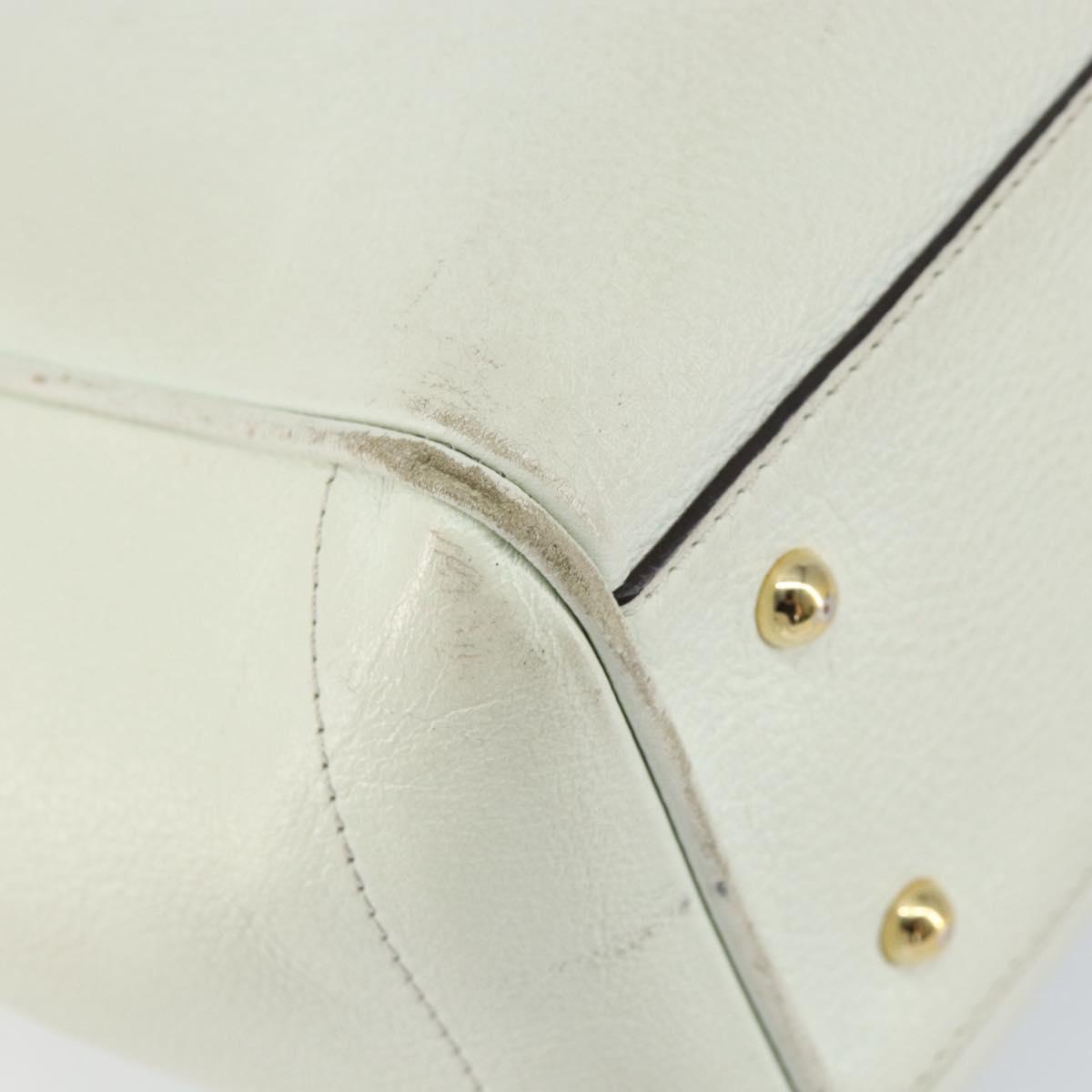 LOEWE Heritage Tote Bag Leather White Gold Auth 153183