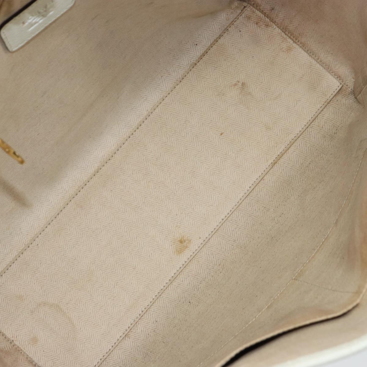 LOEWE Heritage Tote Bag Leather White Gold Auth 153183