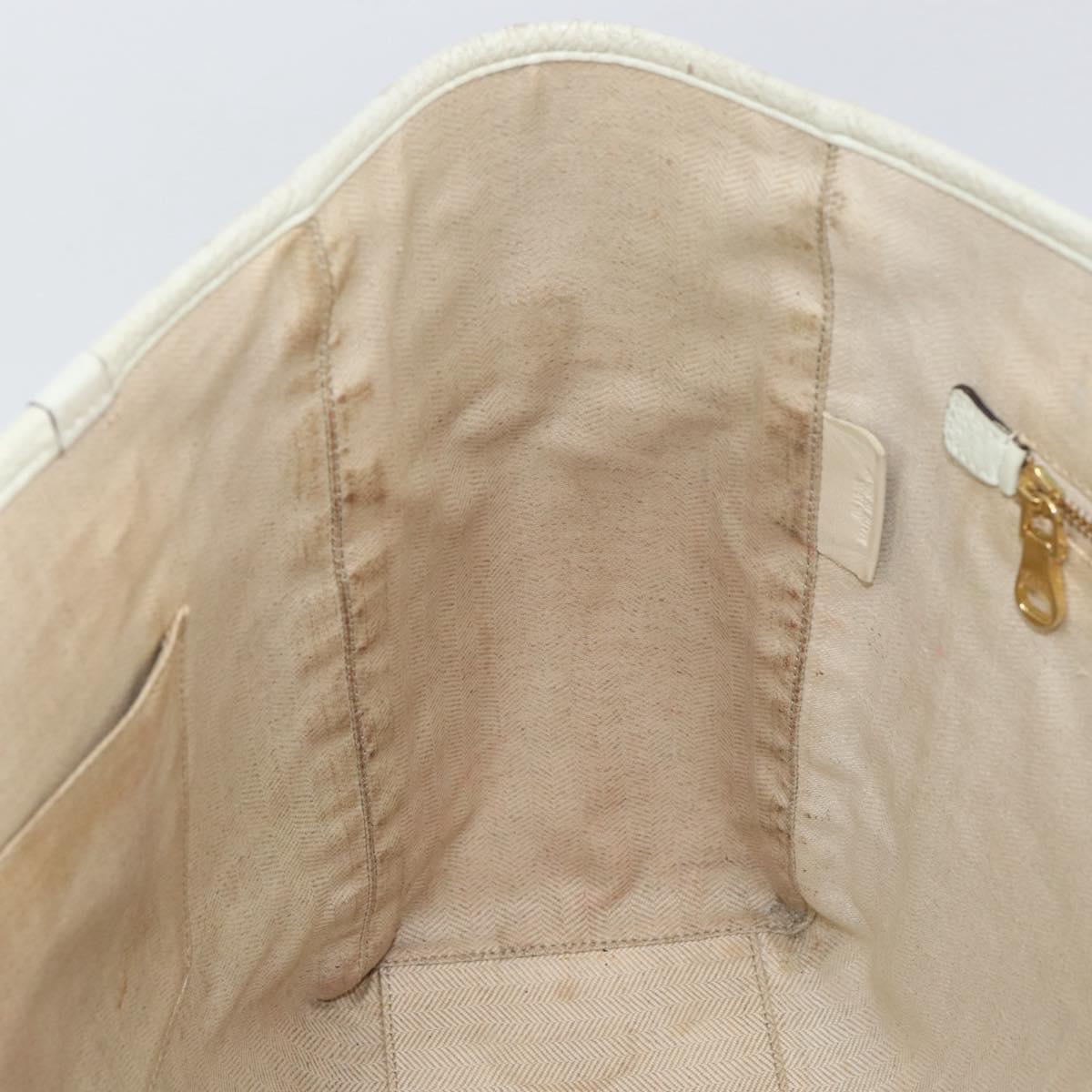 LOEWE Heritage Tote Bag Leather White Gold Auth 153183