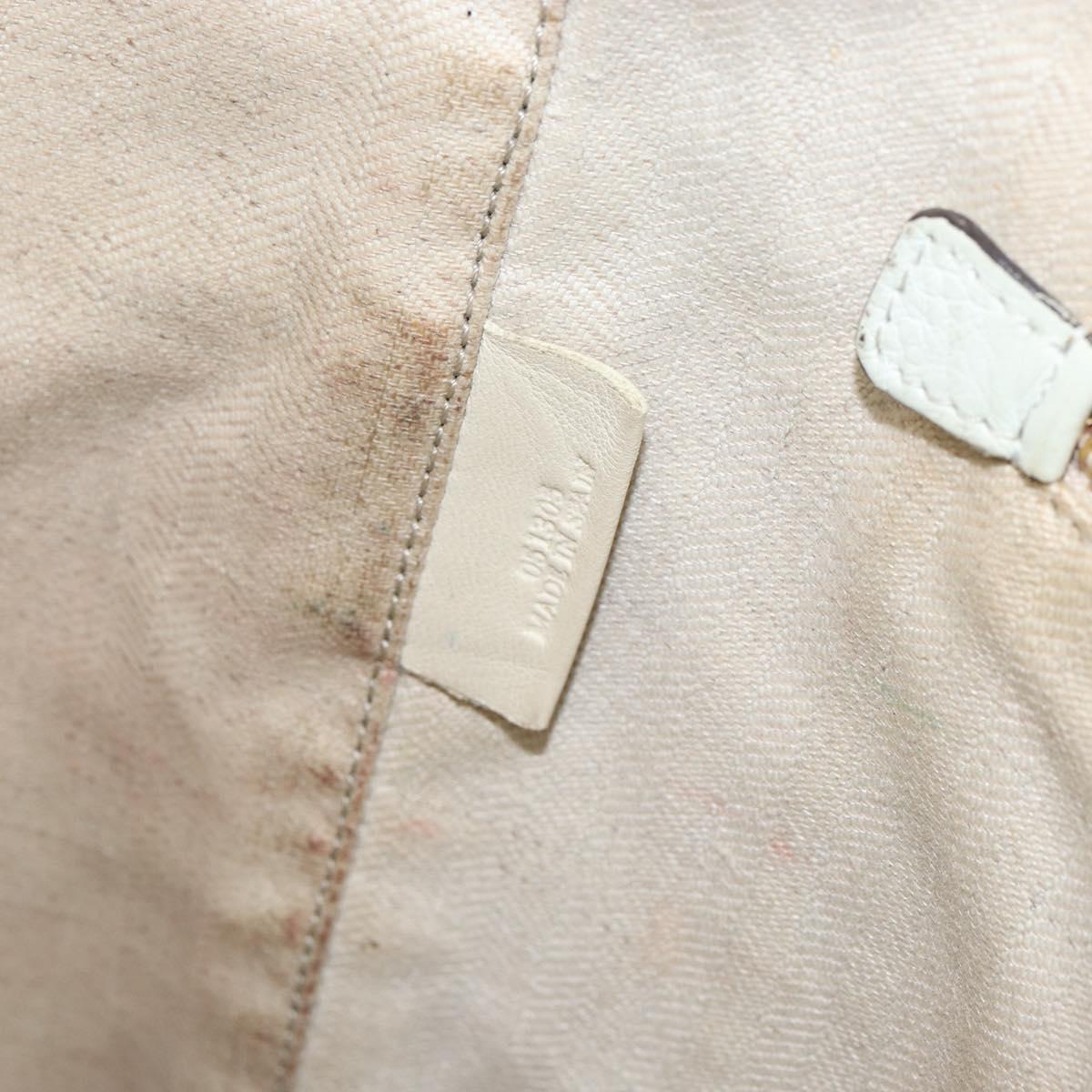 LOEWE Heritage Tote Bag Leather White Gold Auth 153183