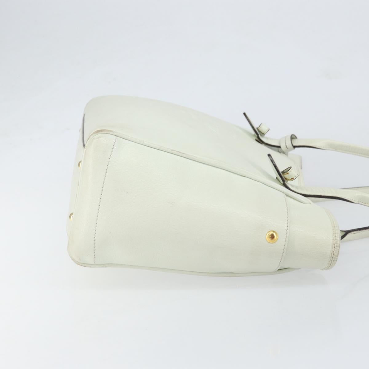 LOEWE Heritage Tote Bag Leather White Gold Auth 153183