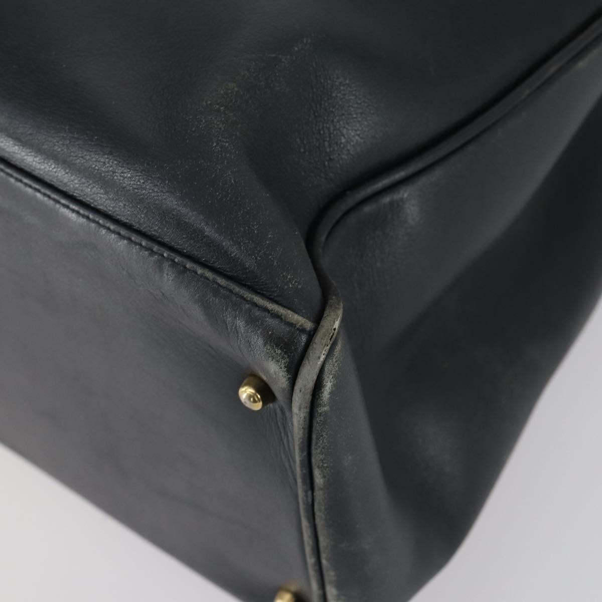 GUCCI Bamboo Tote Bag Leather Black Gold Auth 153189