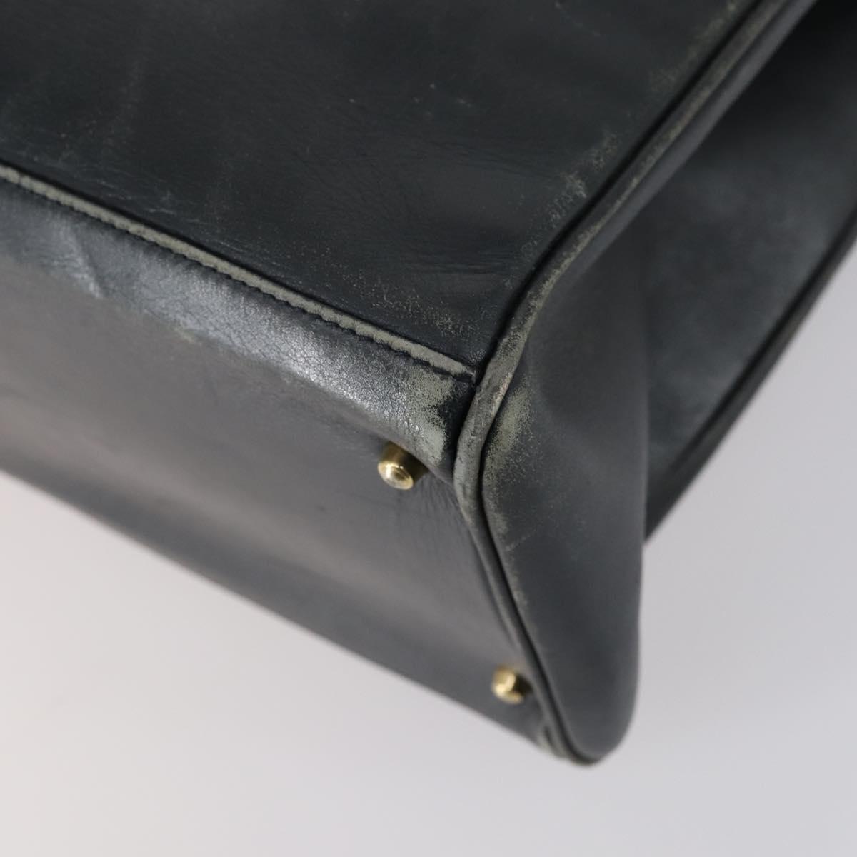 GUCCI Bamboo Tote Bag Leather Black Gold Auth 153189