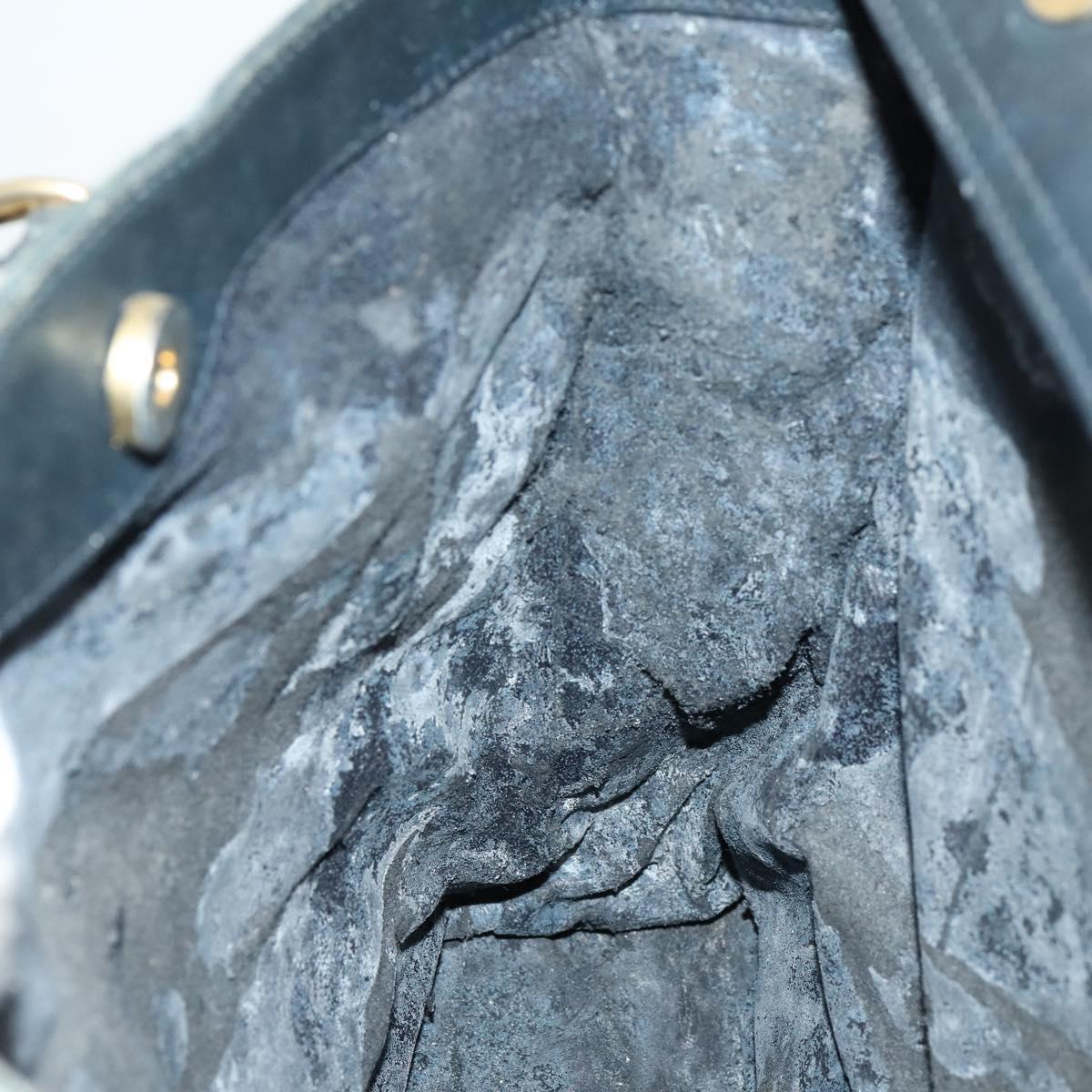 GUCCI Bamboo Tote Bag Leather Black Gold Auth 153189