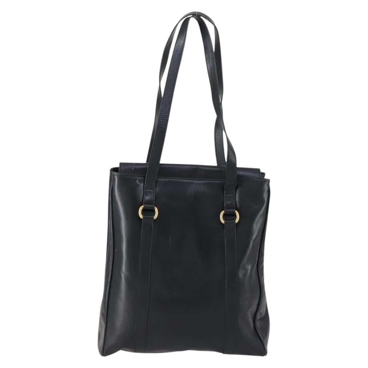 GUCCI Horsebit Tote Bag Leather Black Gold 002 270 0325 Auth 153193