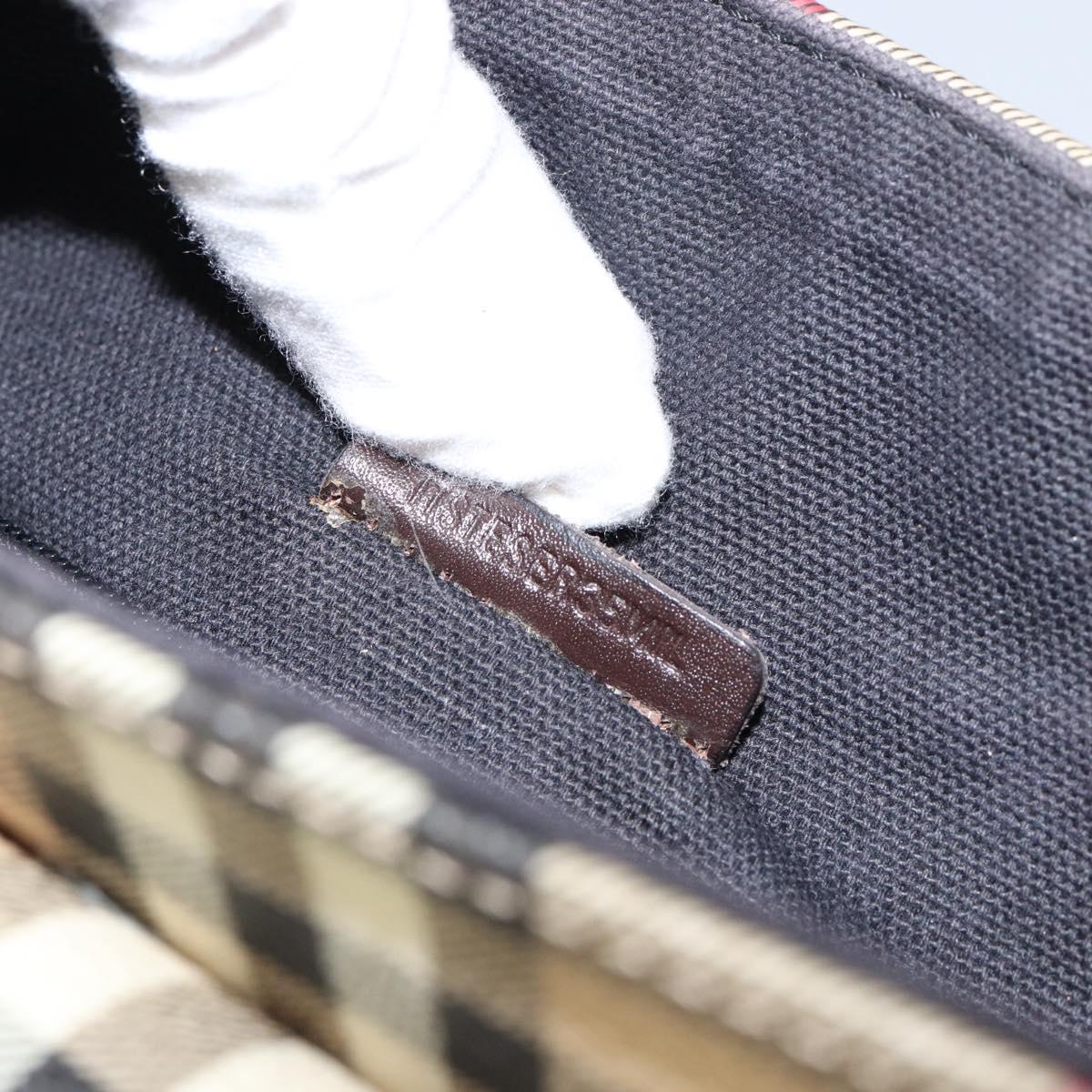 BURBERRY Nova Check Shoulder Bag PVC Beige Gold Auth 153196