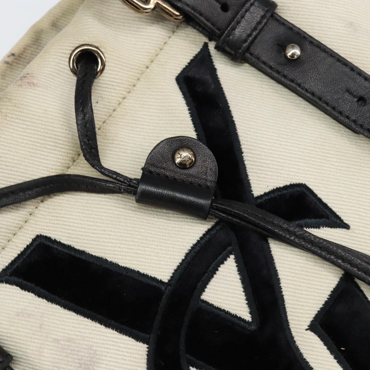 SAINT LAURENT Kahala Tote Bag Canvas Beige Gold 123435 Auth 153197