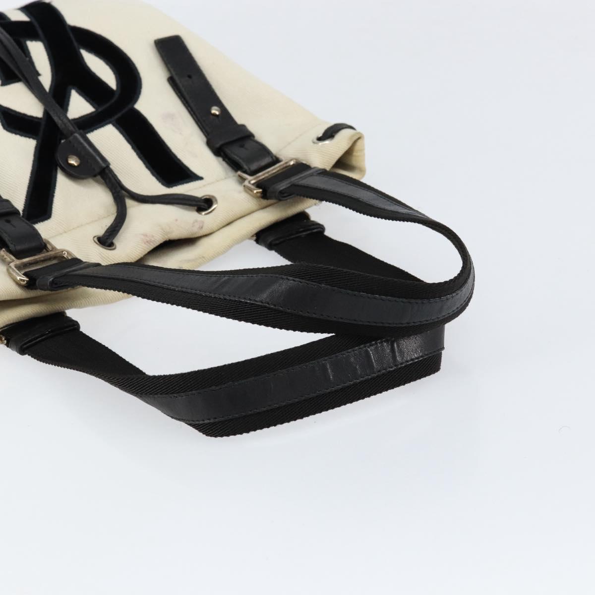 SAINT LAURENT Kahala Tote Bag Canvas Beige Gold 123435 Auth 153197