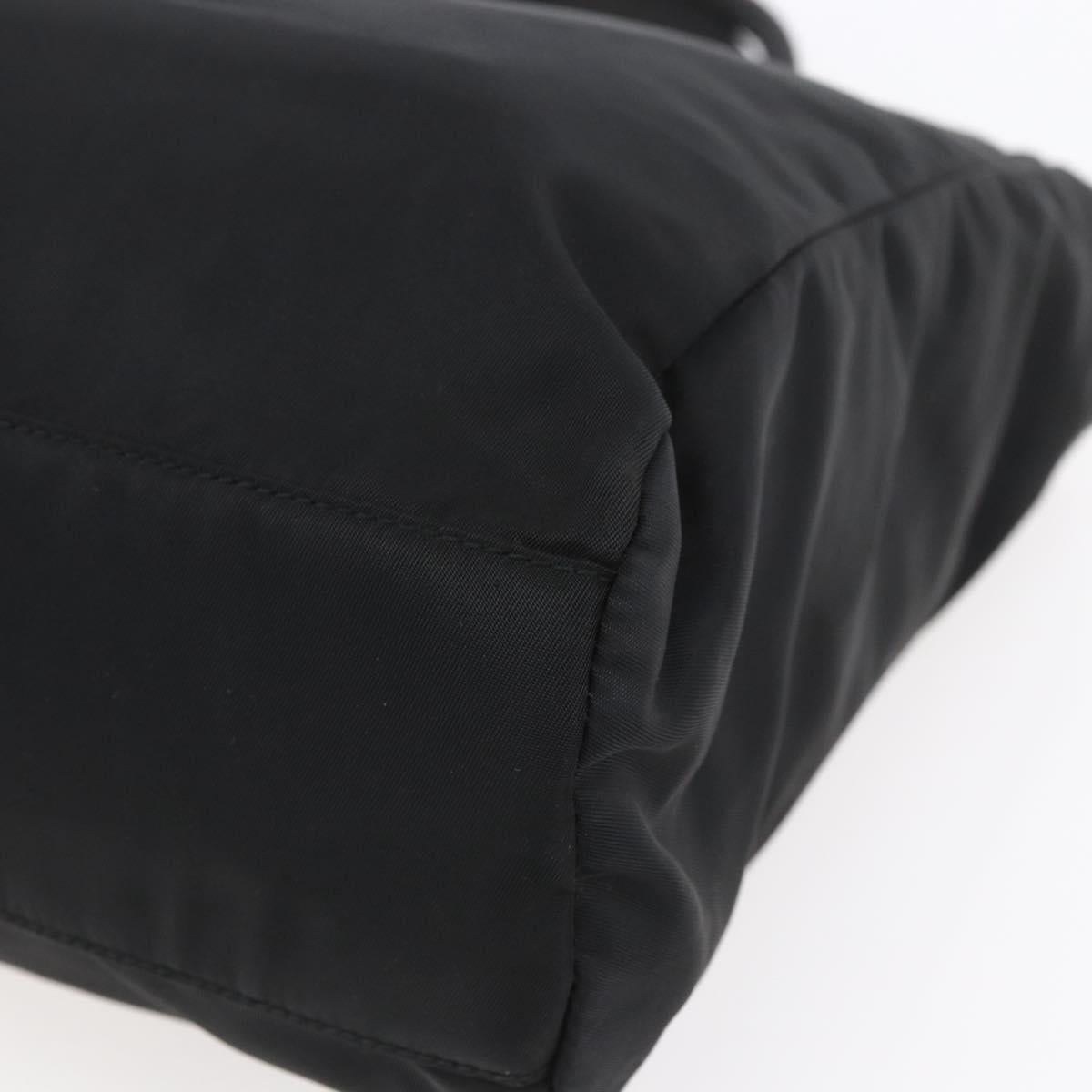 PRADA Hand Bag Nylon Black Silver Auth 153198