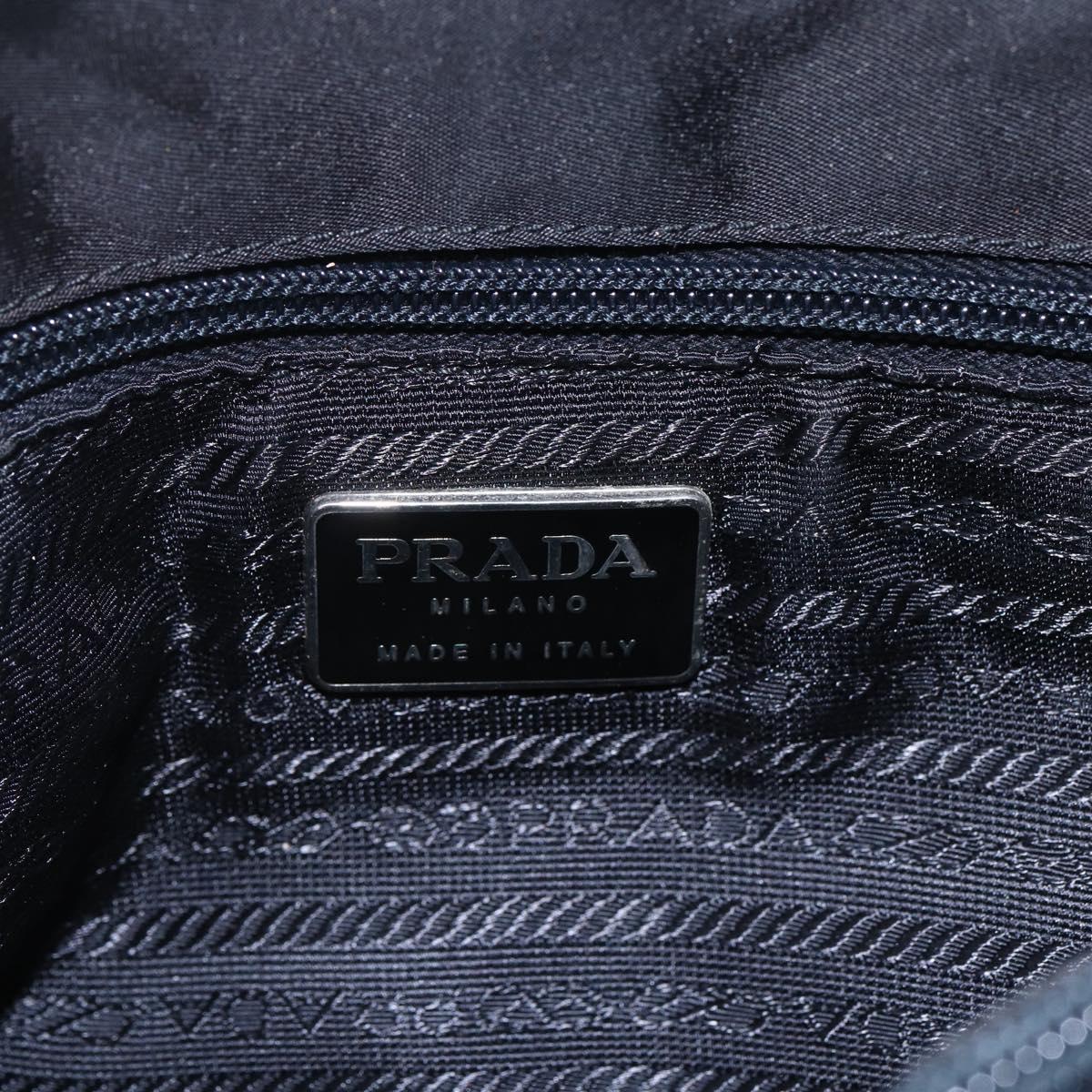 PRADA Hand Bag Nylon Black Silver Auth 153198