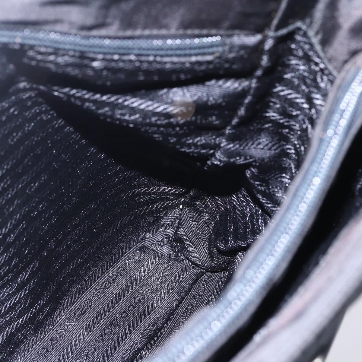PRADA Hand Bag Nylon Black Silver Auth 153198