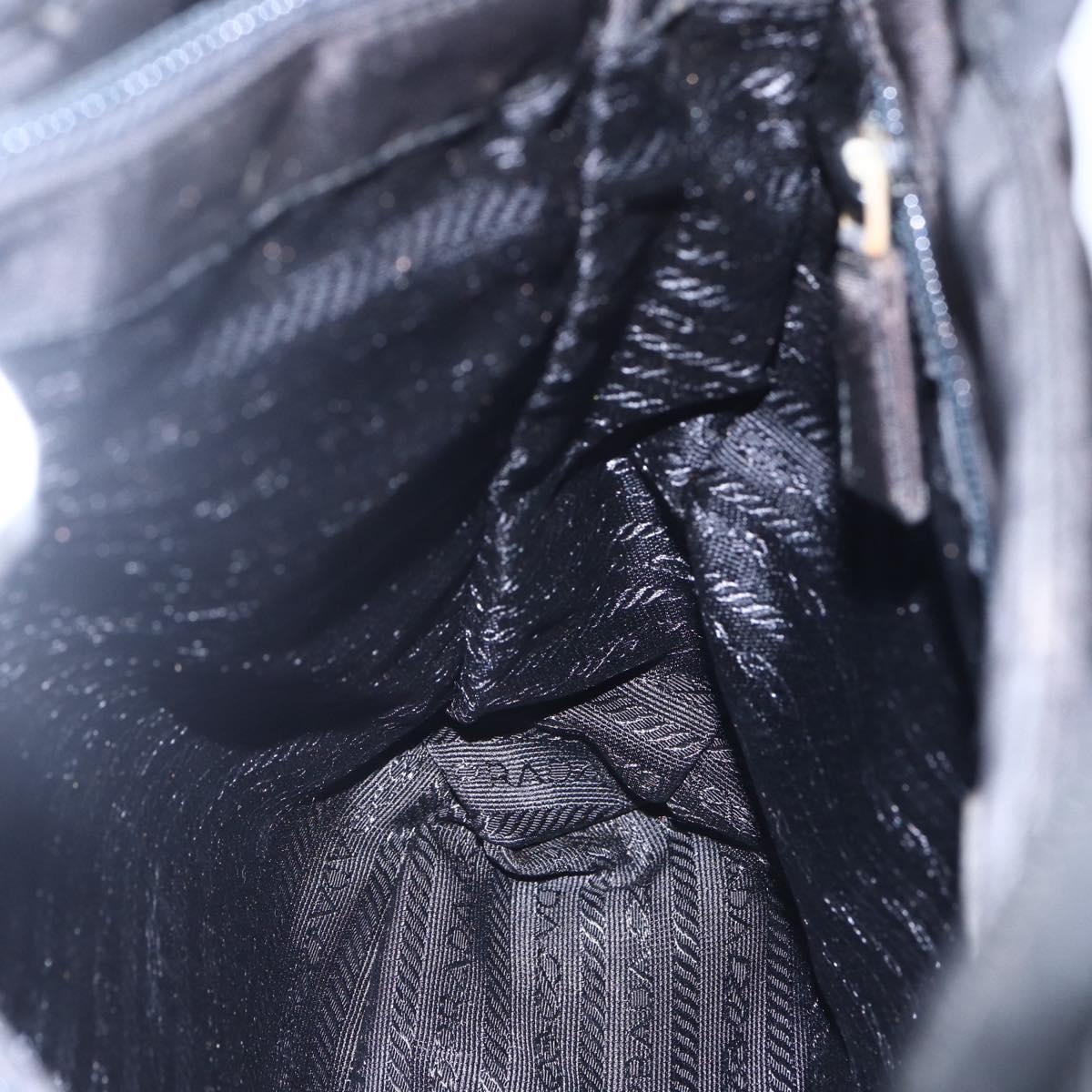 PRADA Hand Bag Nylon Black Silver Auth 153198