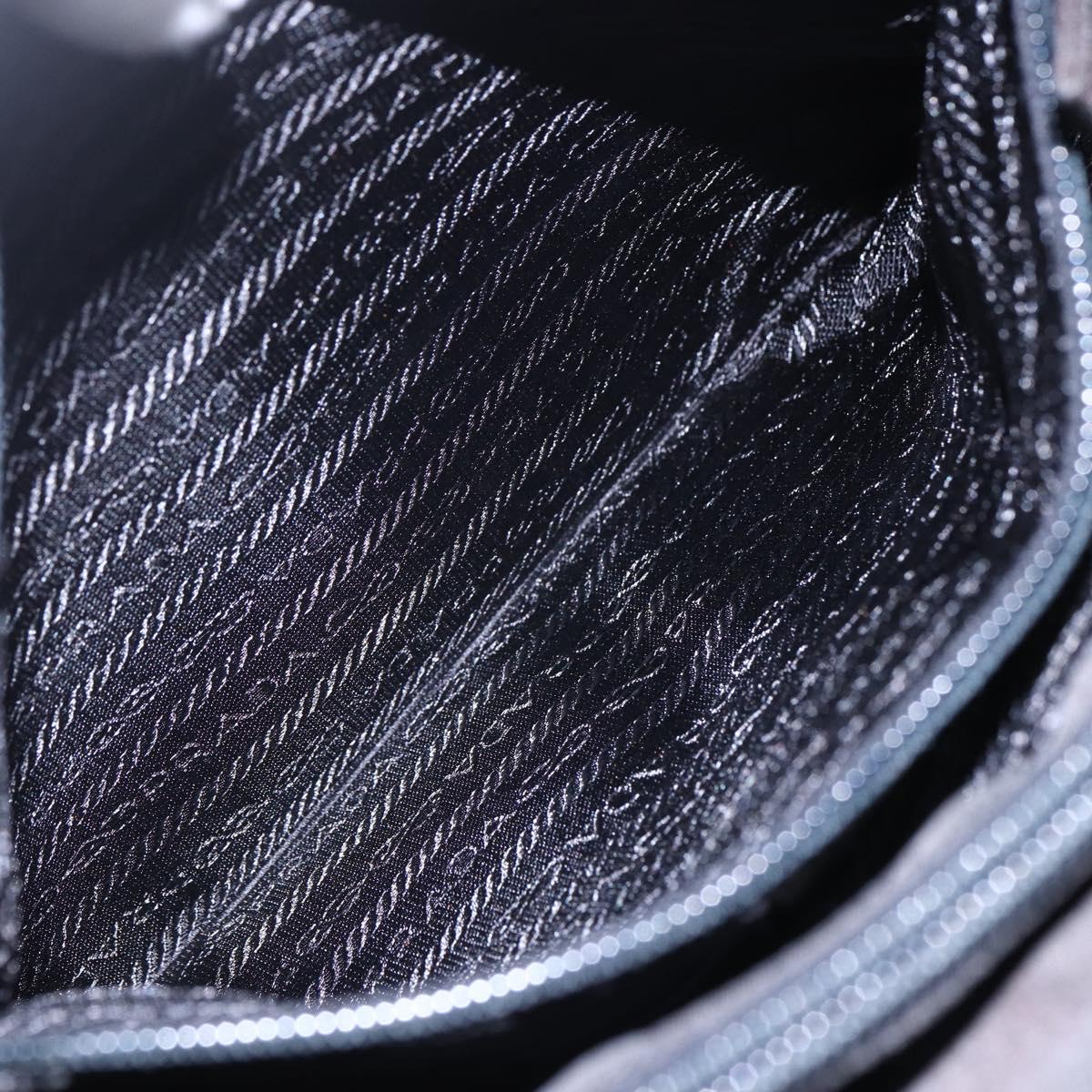 PRADA Hand Bag Nylon Black Silver Auth 153198