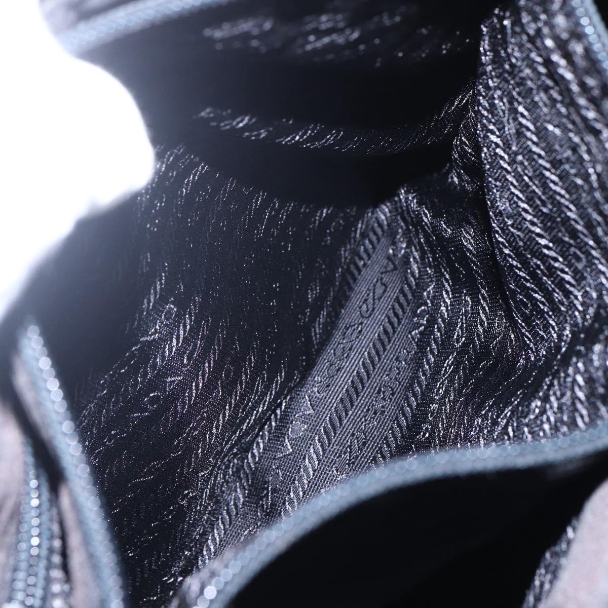 PRADA Hand Bag Nylon Black Silver Auth 153198