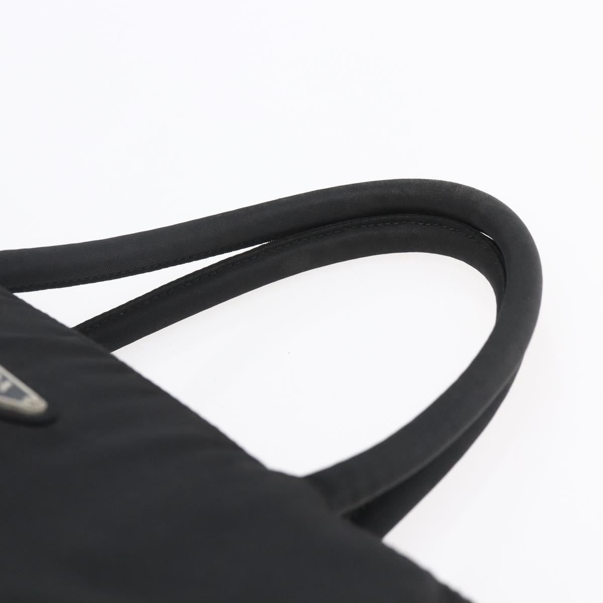 PRADA Hand Bag Nylon Black Silver Auth 153198