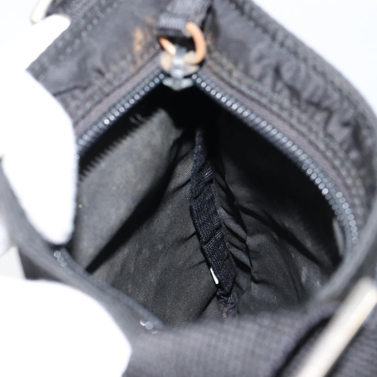 PRADA Shoulder Bag Nylon Black Silver Auth 153208