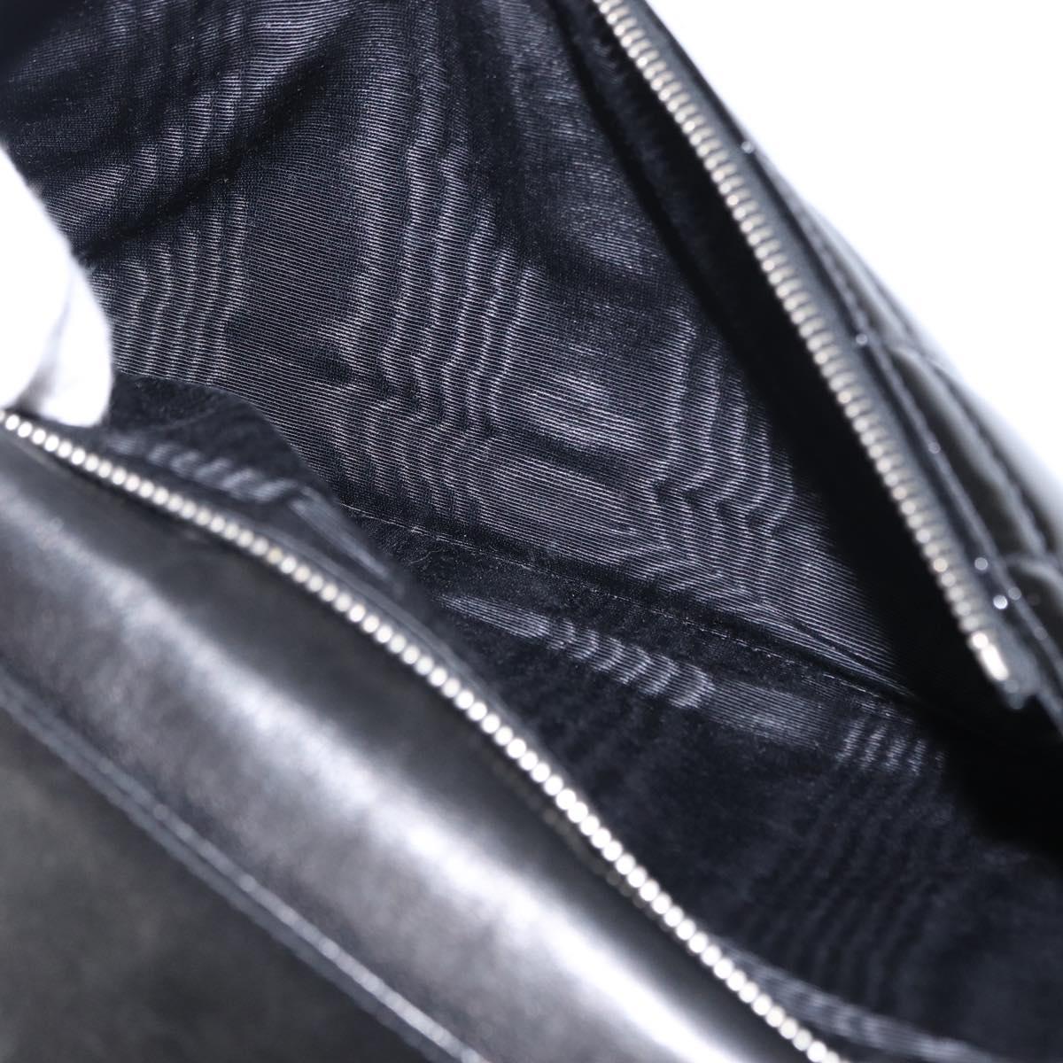 CHANEL Choco Bar Chain Shoulder Bag patent Black Silver CC Auth 153210