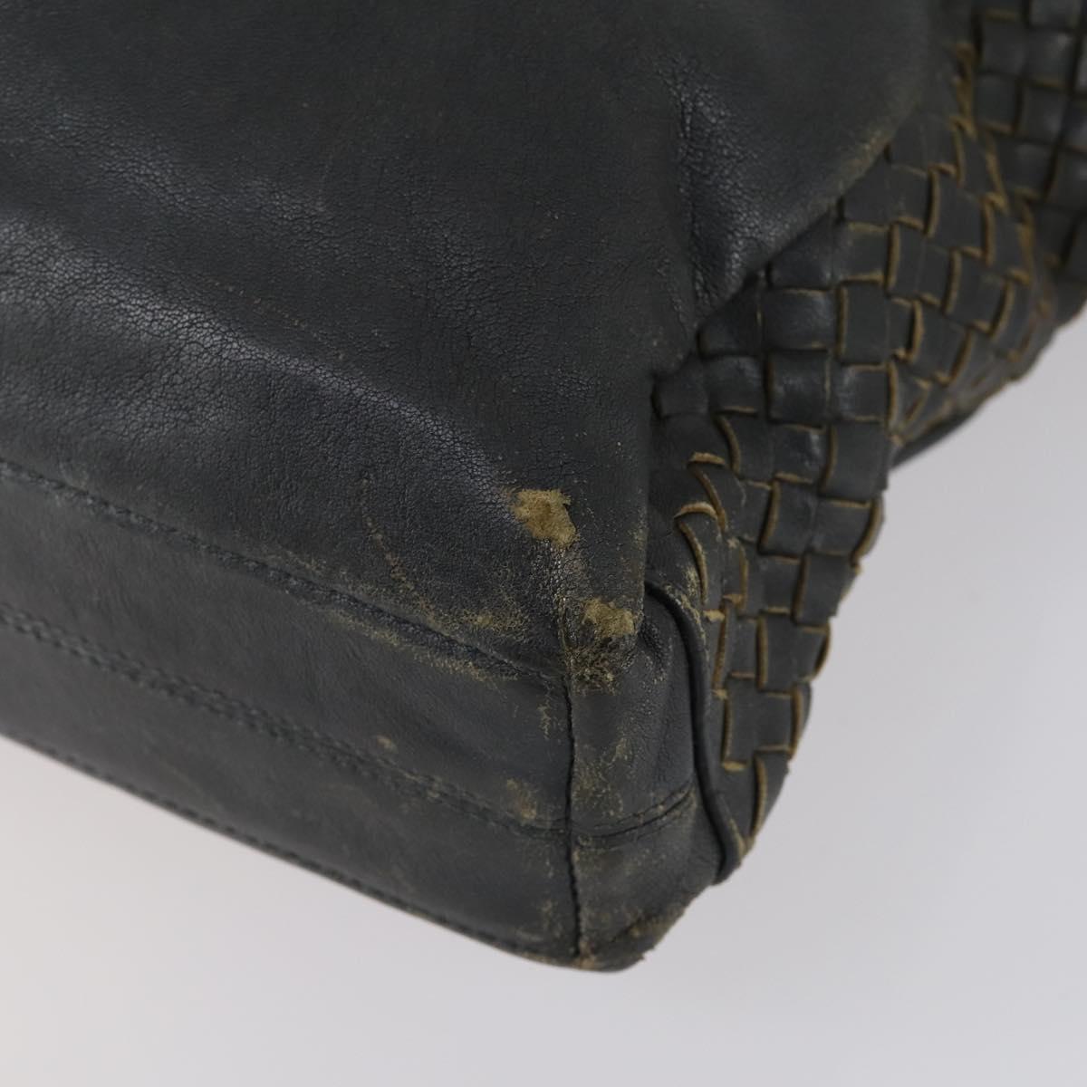 BOTTEGA VENETA INTRECCIATO Hand Bag Leather 2way Black Auth 153214