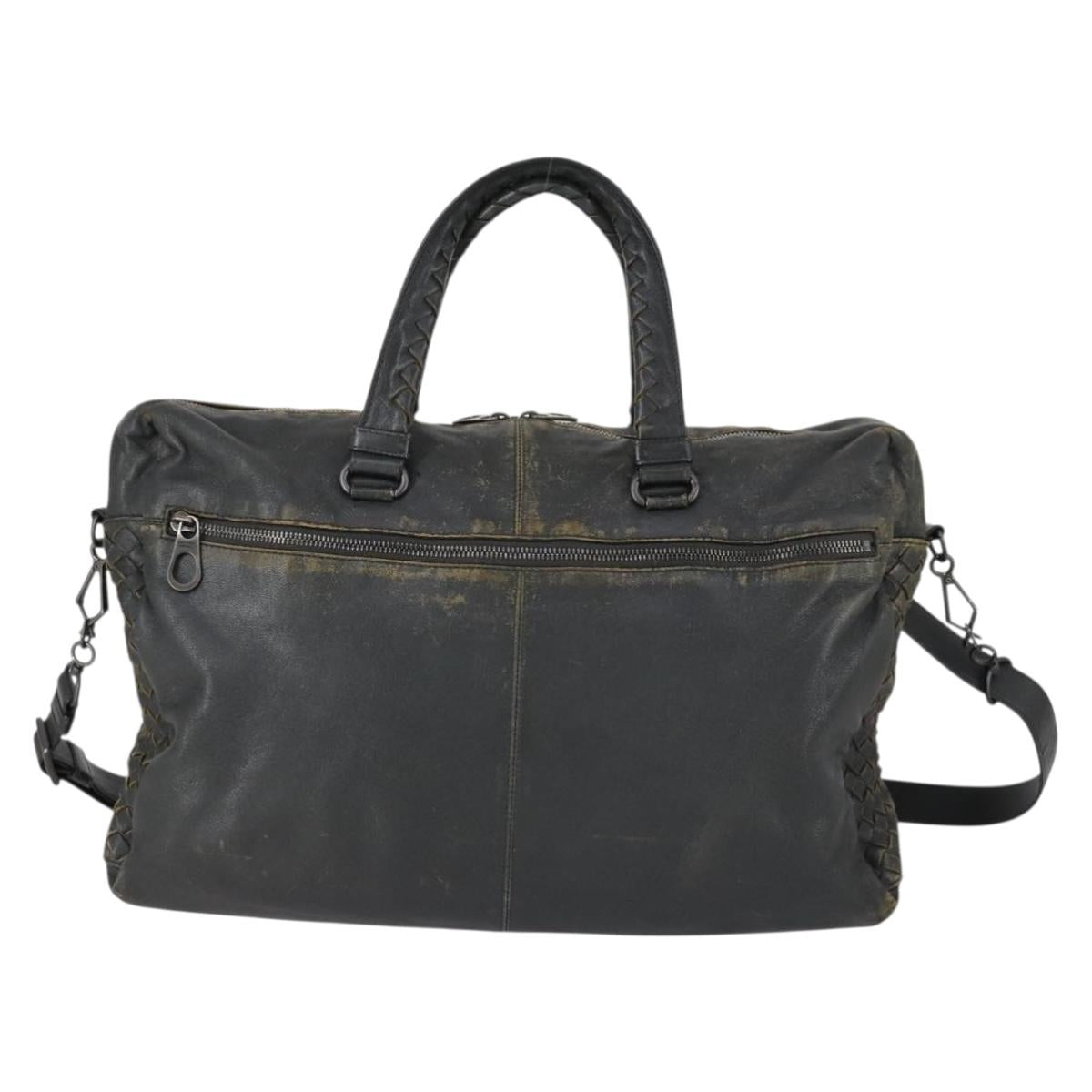 BOTTEGA VENETA INTRECCIATO Hand Bag Leather 2way Black Auth 153214