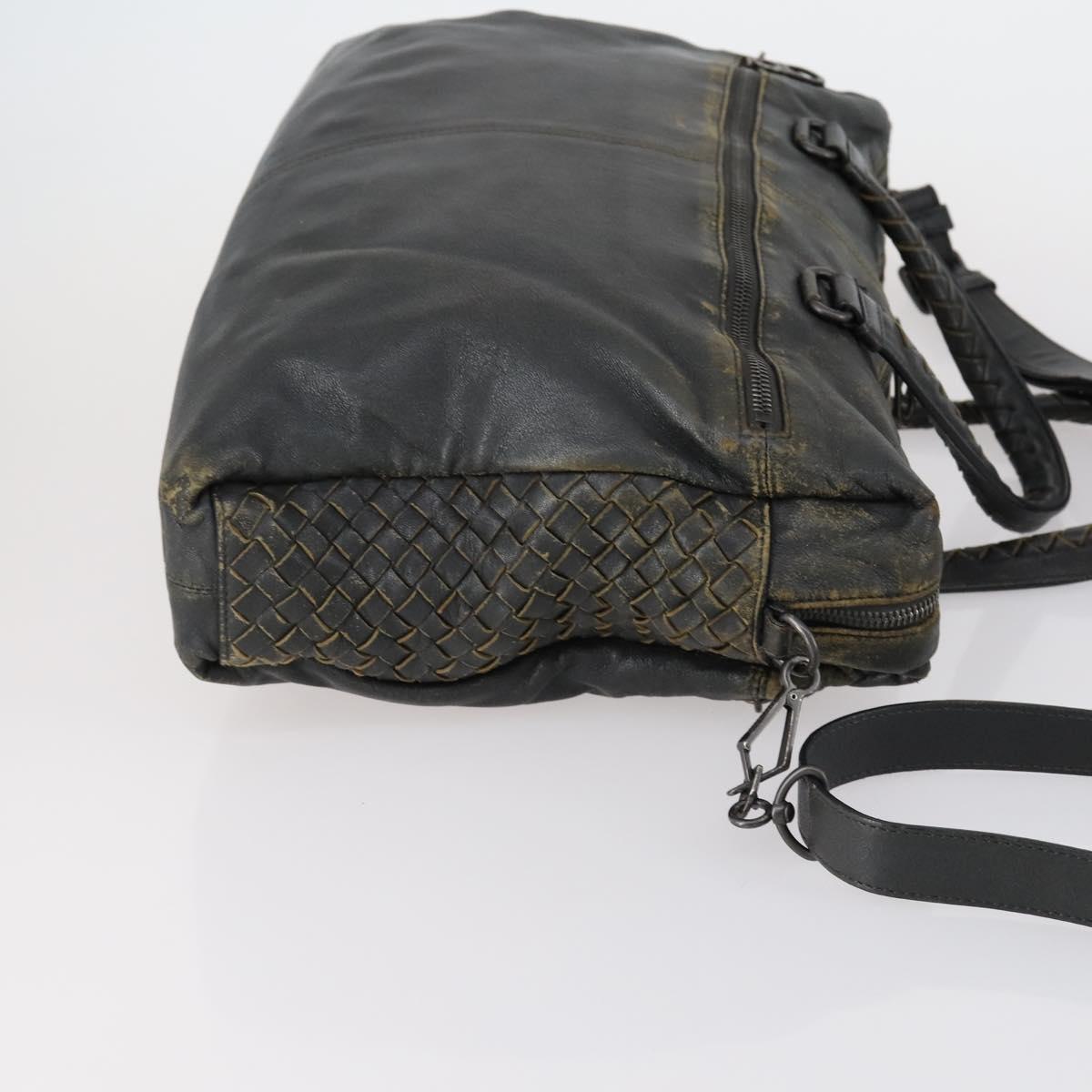 BOTTEGA VENETA INTRECCIATO Hand Bag Leather 2way Black Auth 153214