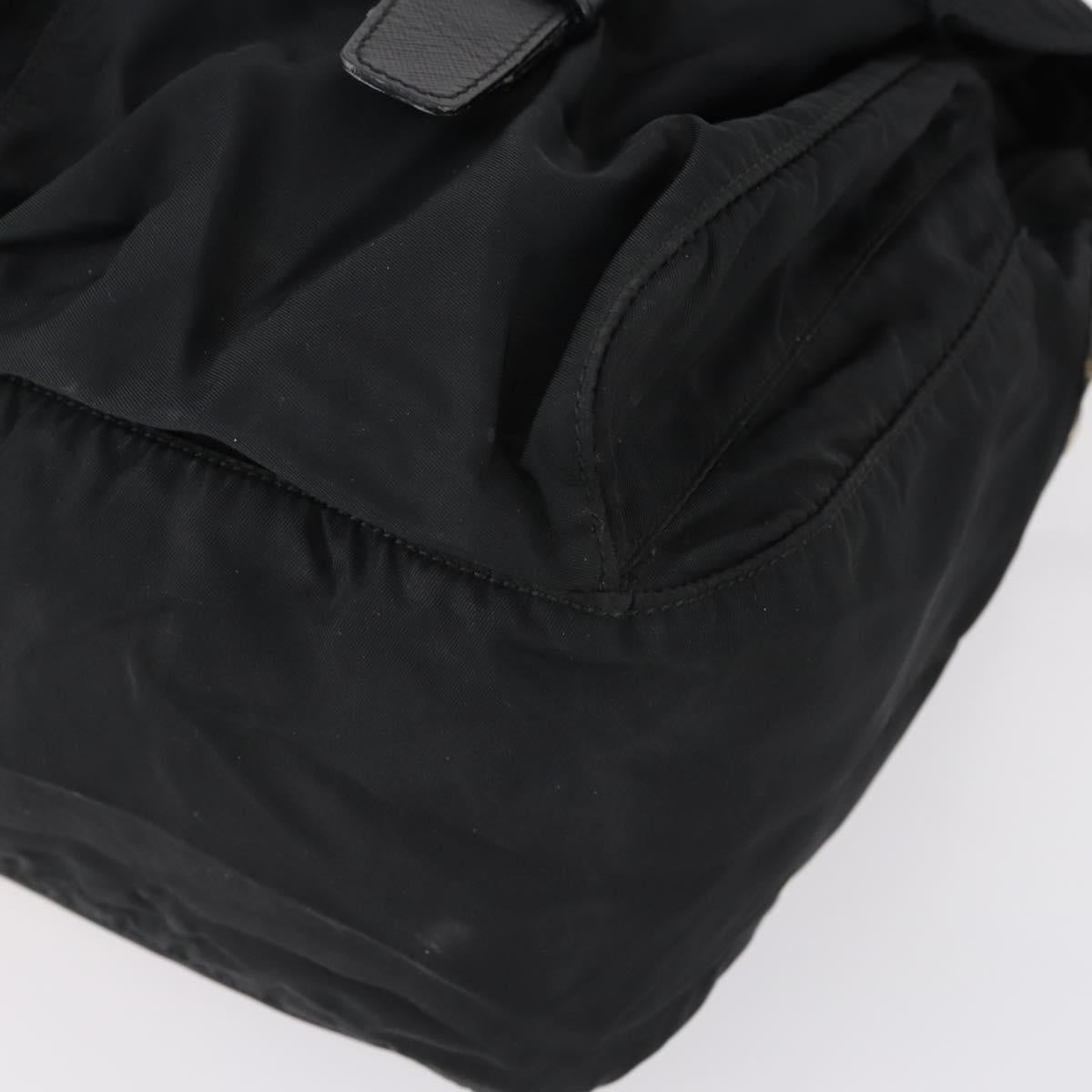 PRADA Shoulder Bag Nylon Black Silver Auth 153216