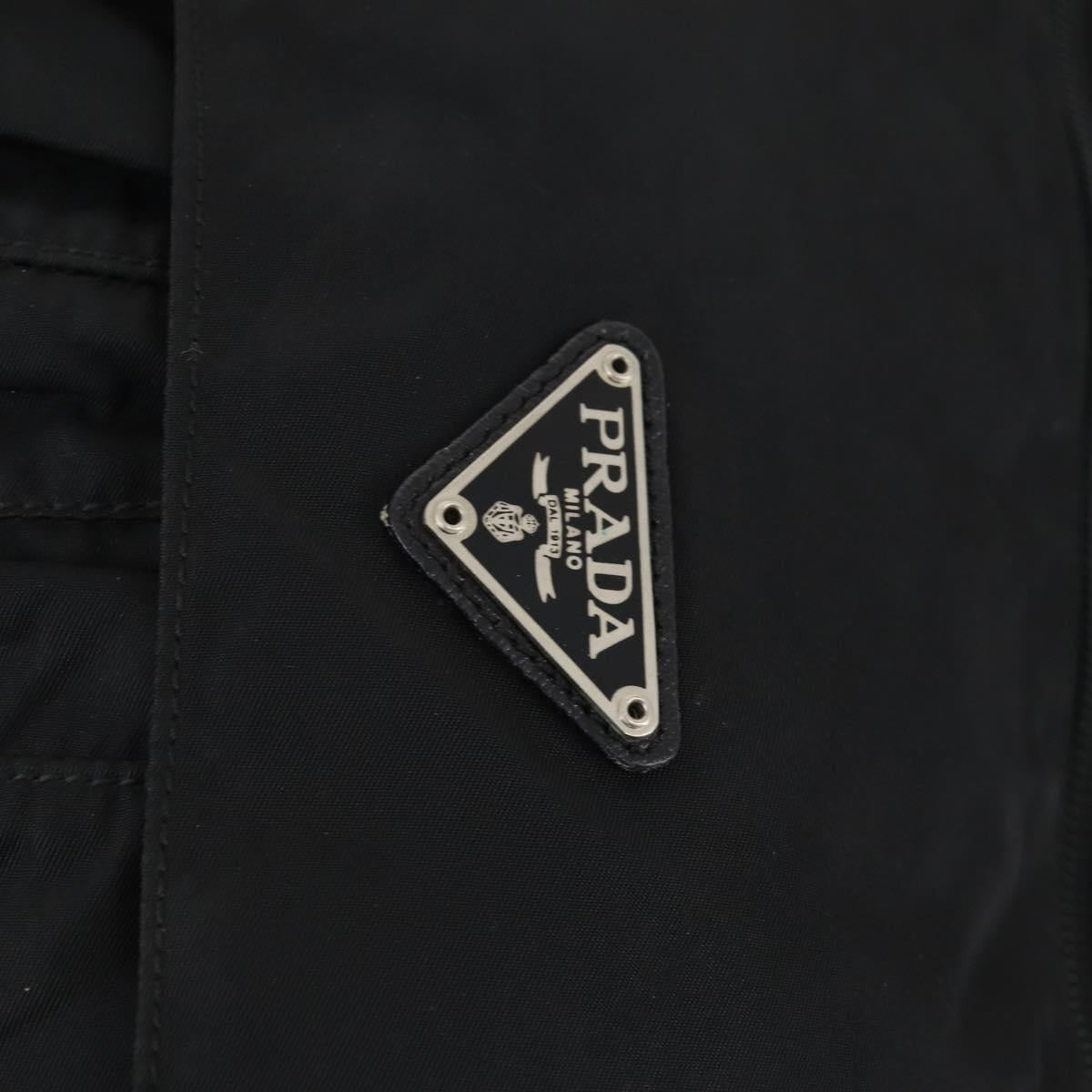 PRADA Shoulder Bag Nylon Black Silver Auth 153216
