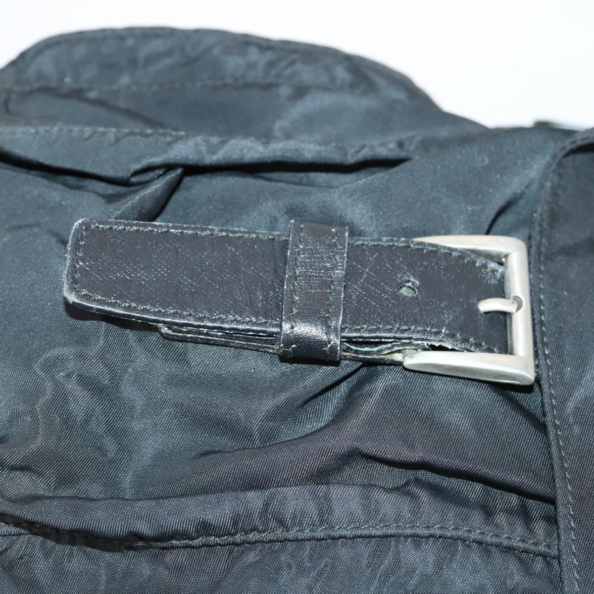 PRADA Shoulder Bag Nylon Black Silver Auth 153216