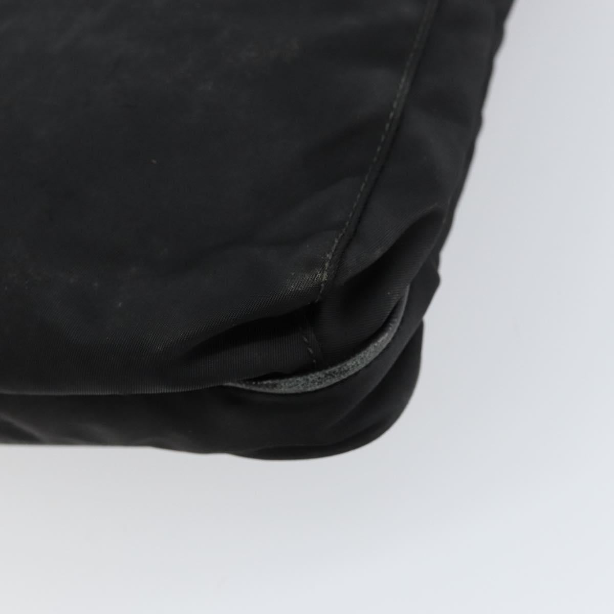 PRADA Shoulder Bag Nylon Black Silver Auth 153217