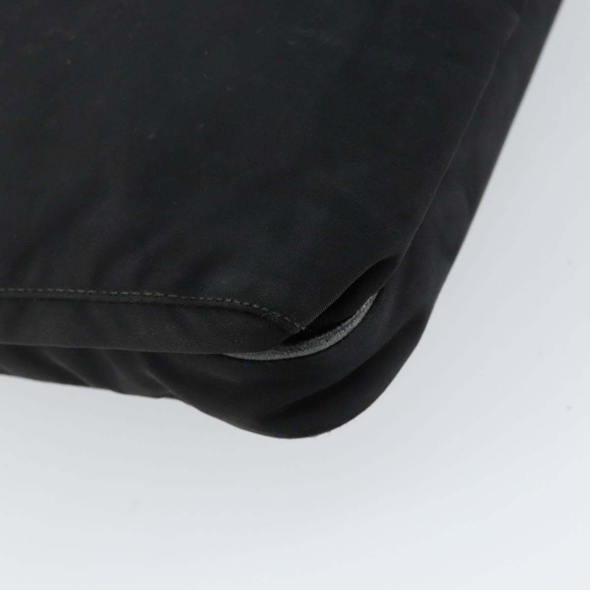 PRADA Shoulder Bag Nylon Black Silver Auth 153217
