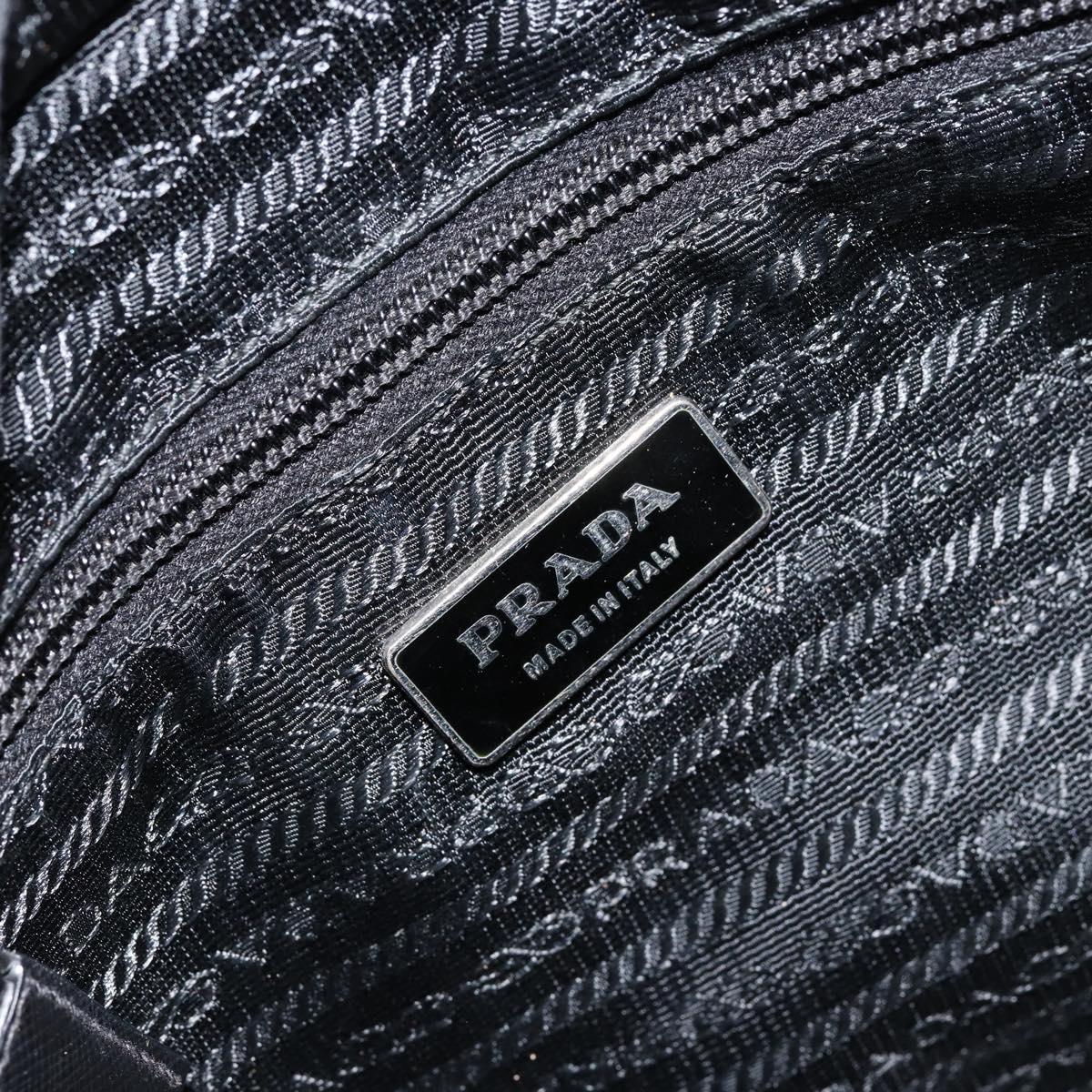 PRADA Shoulder Bag Nylon Black Silver Auth 153217
