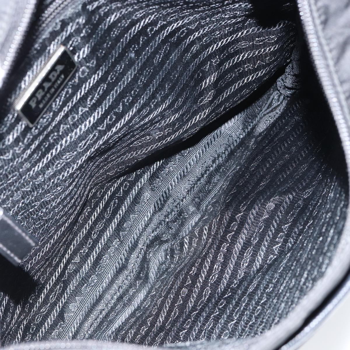 PRADA Shoulder Bag Nylon Black Silver Auth 153217