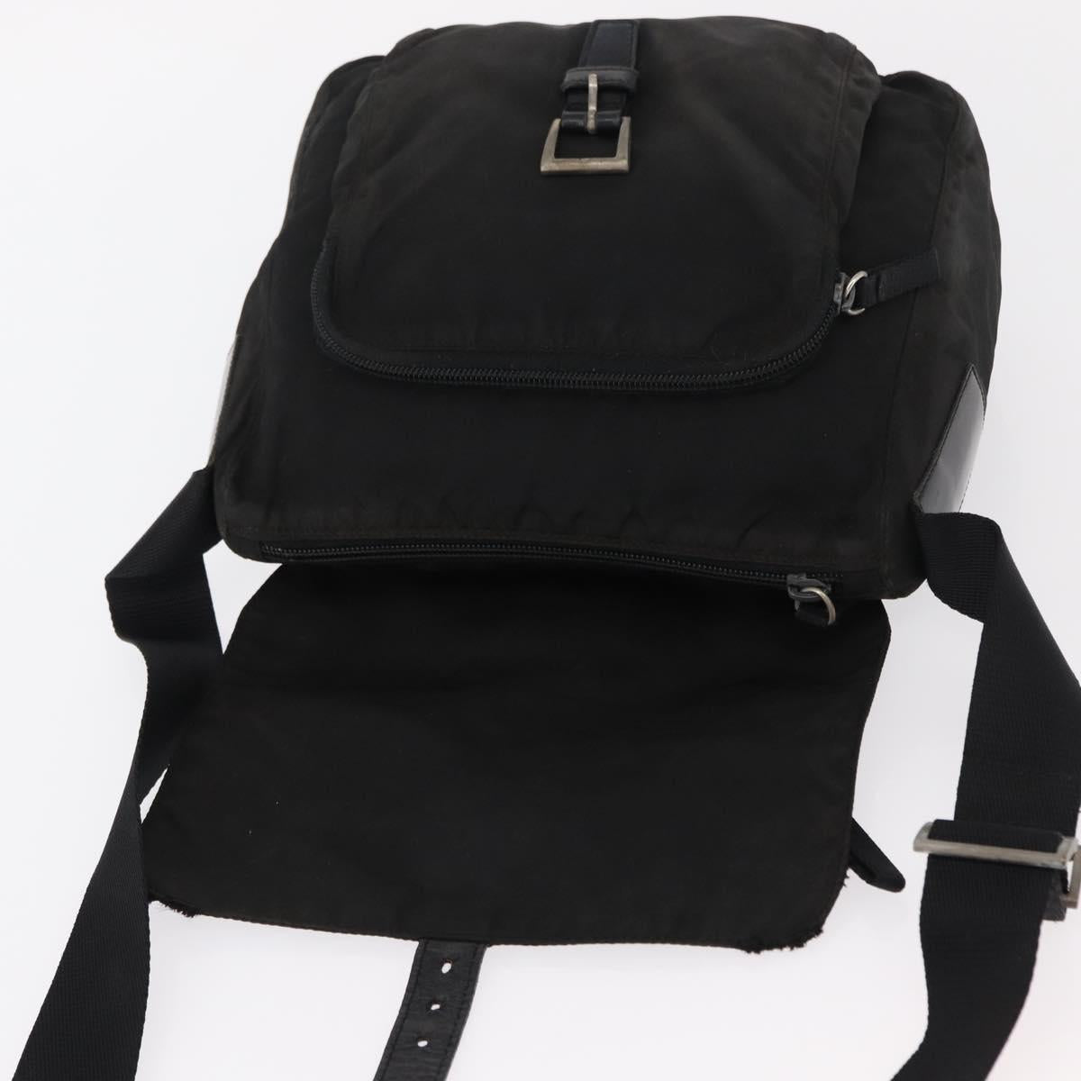 PRADA Shoulder Bag Nylon Black Silver Auth 153218