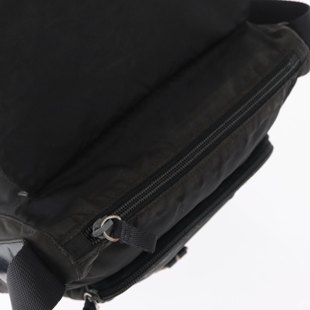 PRADA Shoulder Bag Nylon Black Silver Auth 153218