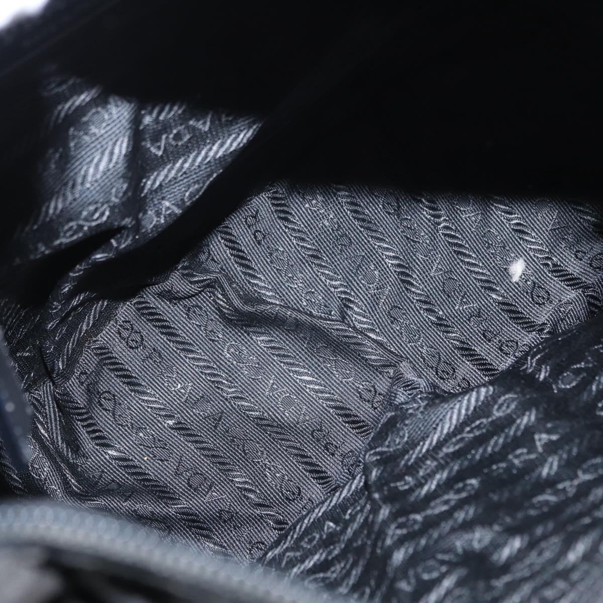 PRADA Shoulder Bag Nylon Black Silver Auth 153218