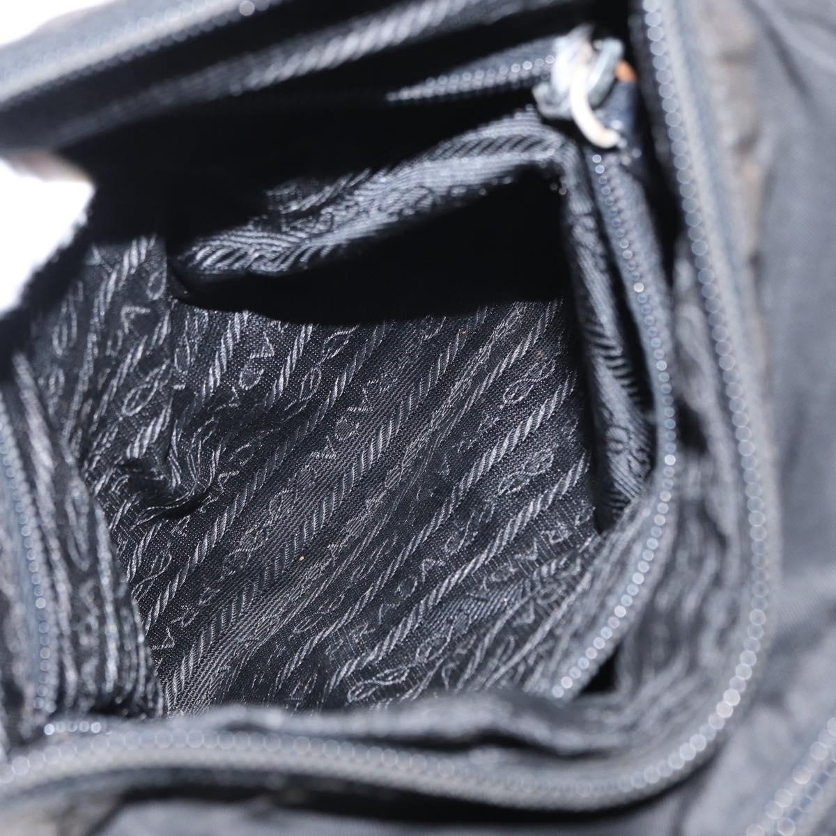 PRADA Shoulder Bag Nylon Black Silver Auth 153218