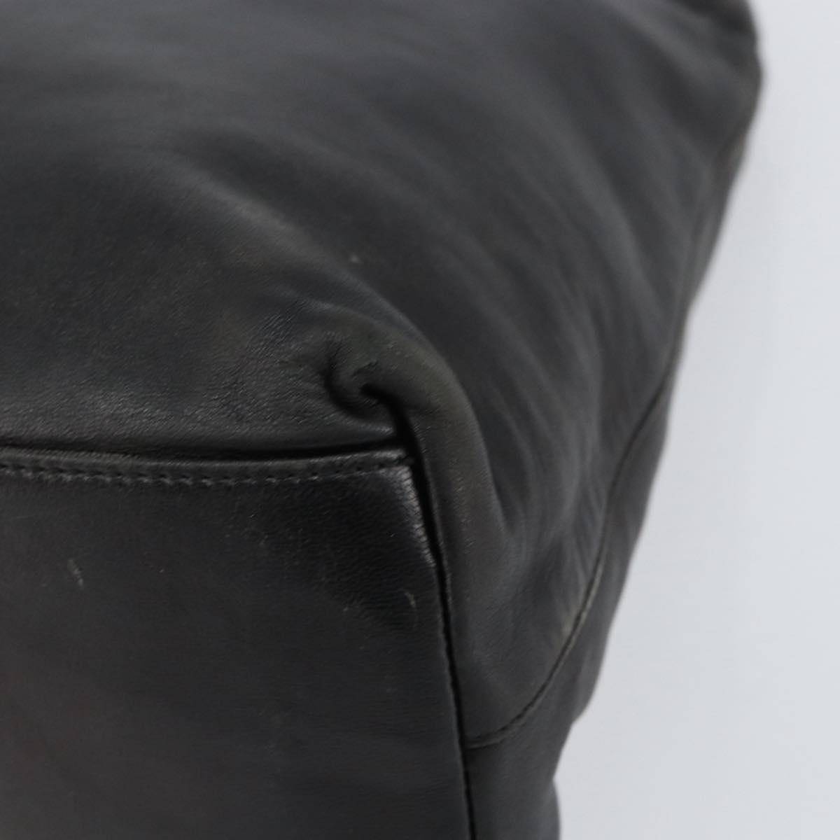 PRADA Shoulder Bag Leather Black Silver Auth 153221